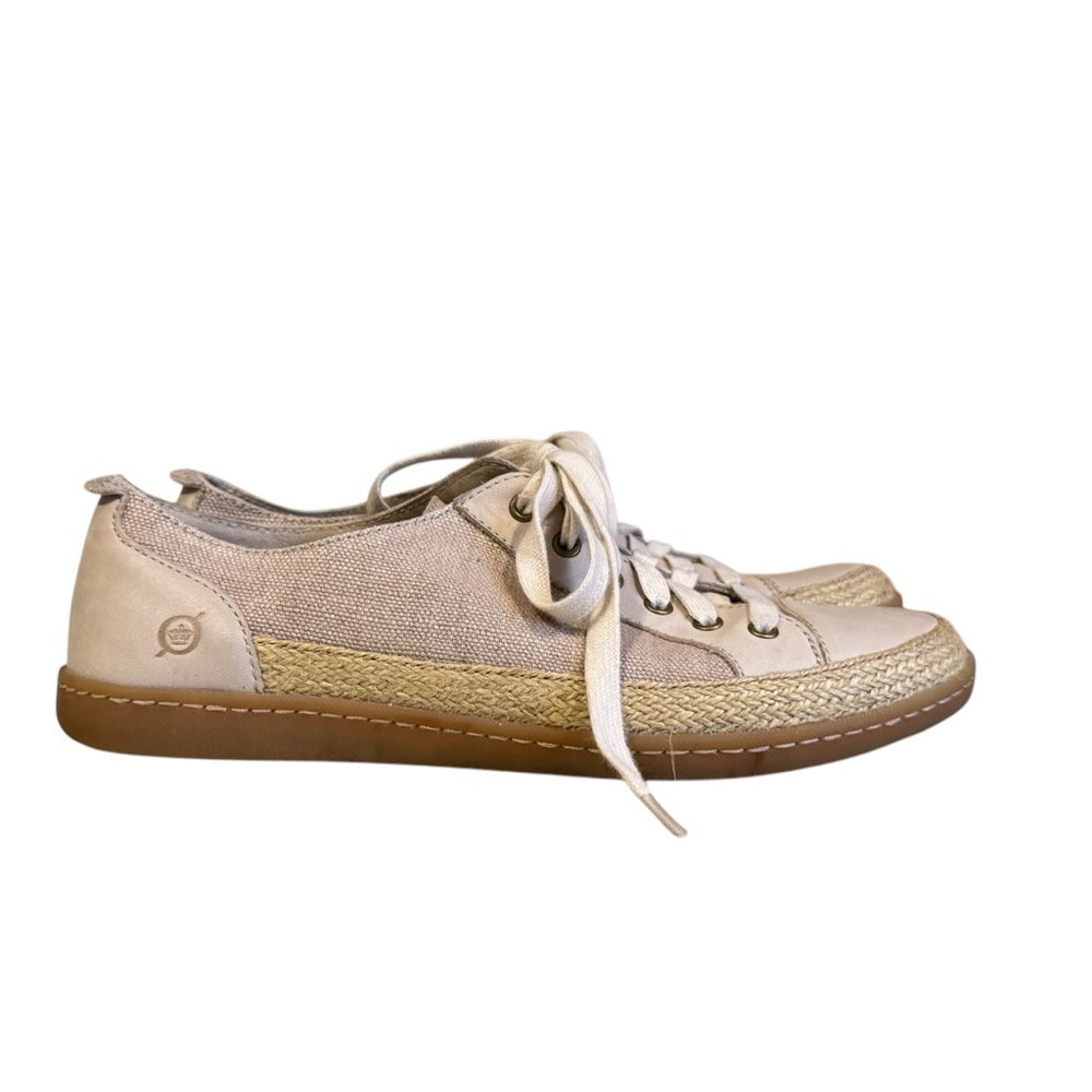 Born Women’s Natural Canvas/Leather Lace up Corfield Sneaker Size 9M - Picture 2 of 8
